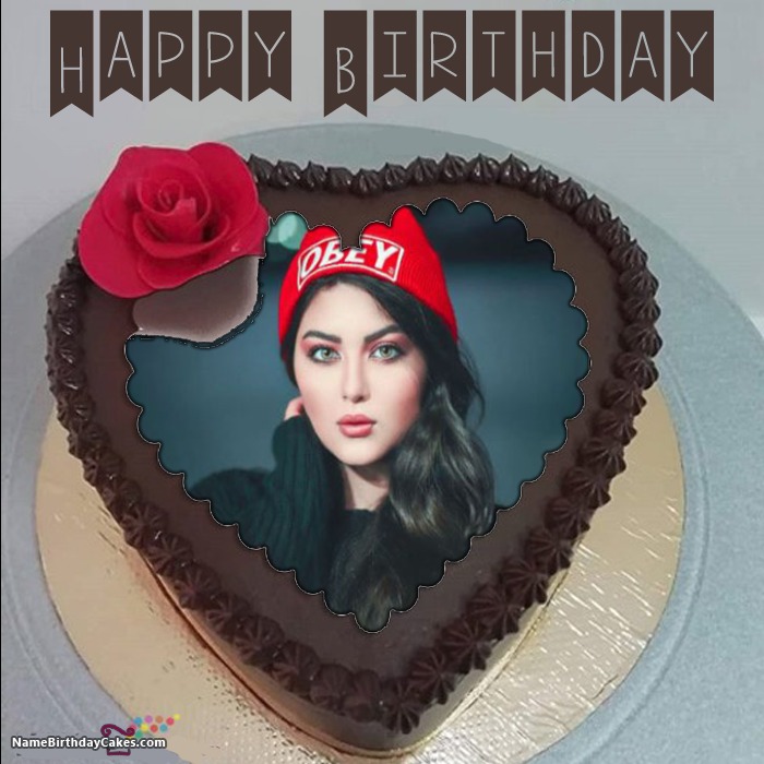 Sweet Chocolate Cake With Photo For Birthday