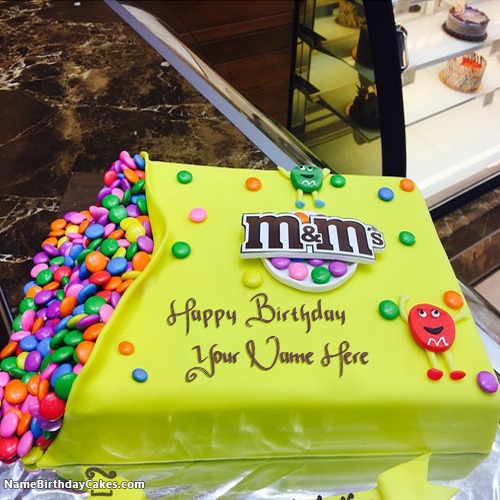 Surprise M&M Birthday Cake With Name