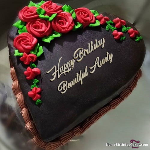 Happy Birthday Aunty Cake And Flower - Greet Name