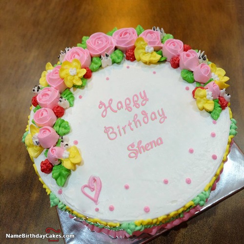 ❤️ Red White Heart Happy Birthday Cake For Sneha