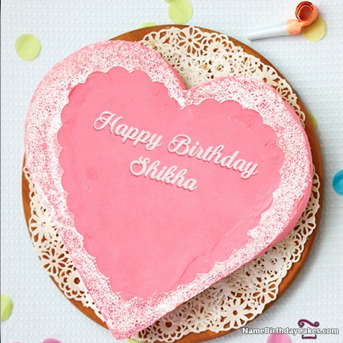 ❤️ Red White Heart Happy Birthday Cake For Shikha Babu